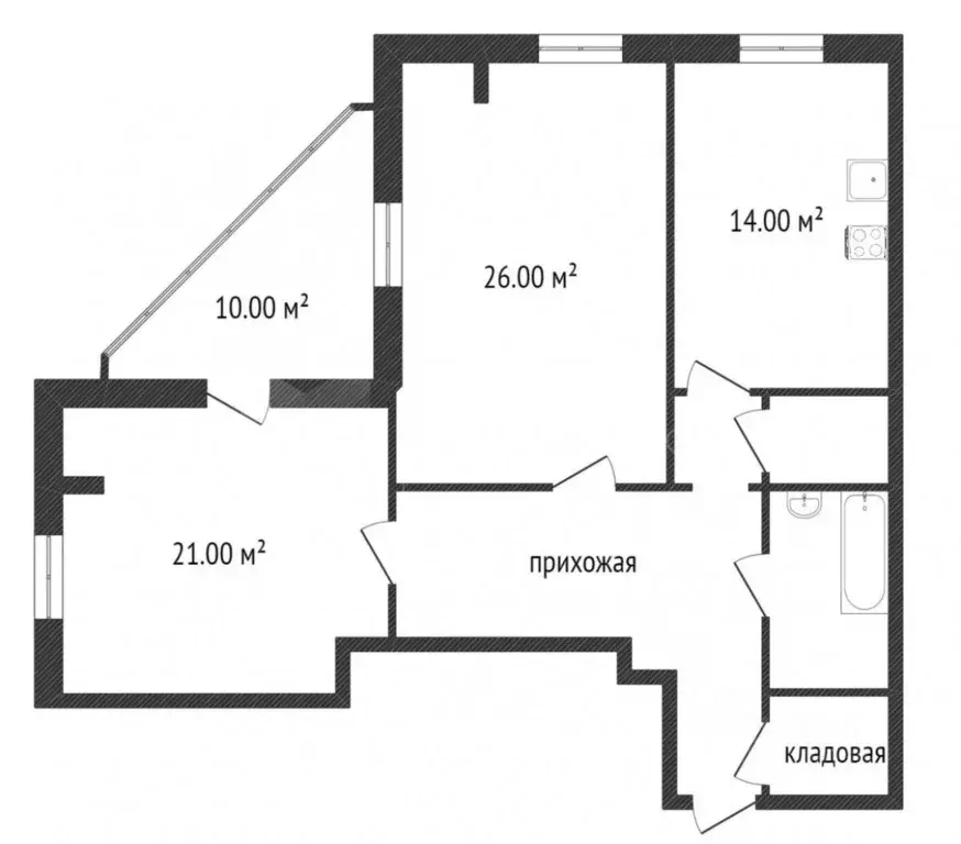 2-к кв. Тюменская область, Тюмень ул. Самарцева, 8 (89.3 м) - Фото 2