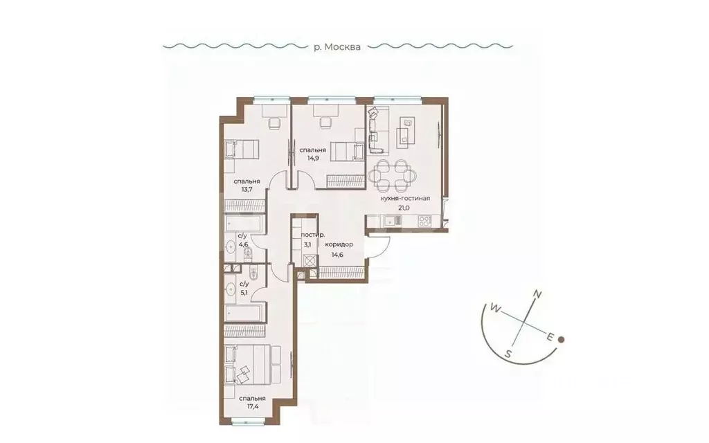 3-к кв. Москва ул. Нижние Мневники, 7 (94.0 м) - Фото 2