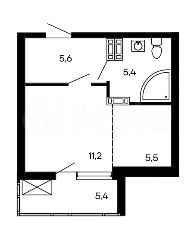 Квартира-студия, 33,1м, 8/9эт. - Фото 0