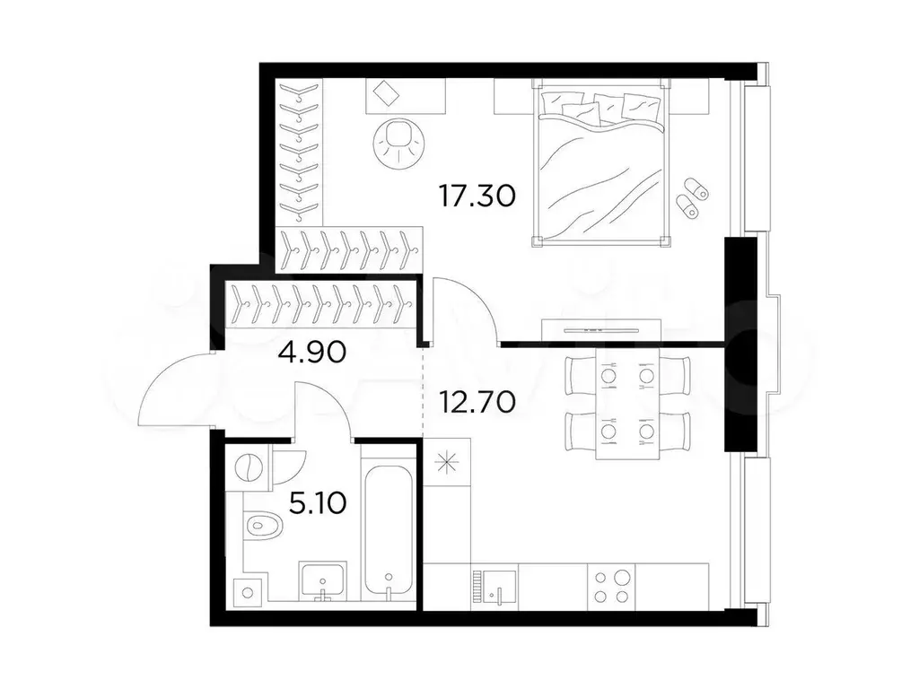 1-к. квартира, 40 м, 10/12 эт. - Фото 0