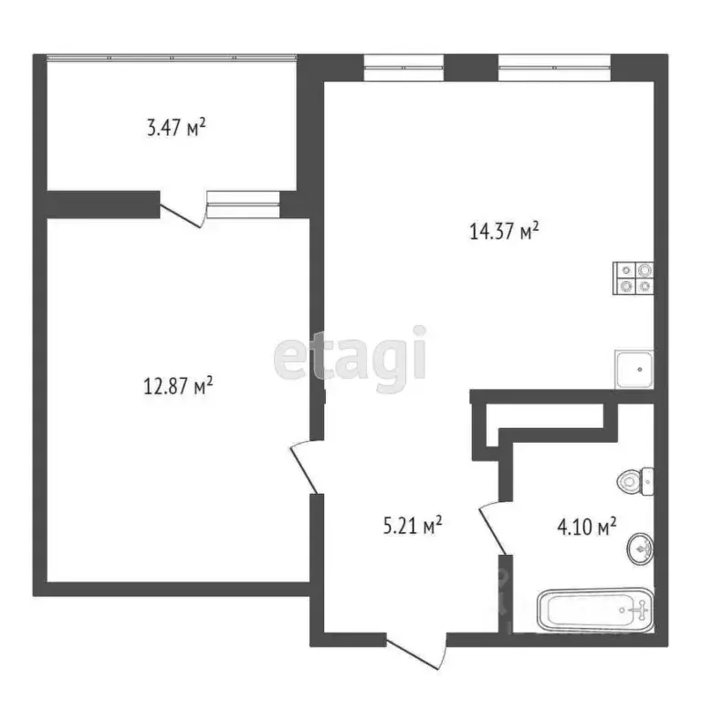 1-к кв. Тюменская область, Тюмень ул. Вьюжная, 13 (36.3 м) - Фото 1