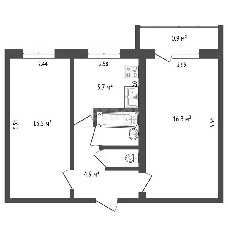 2-комнатная квартира: Набережные Челны, посёлок ЗЯБ, улица ... - Фото 1