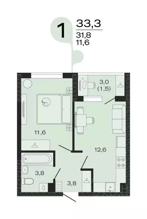 1-к кв. Краснодарский край, Новокубанск Капланово мкр, Эво жилой ... - Фото 1