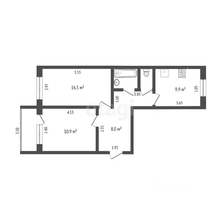 2-к кв. Коми, Сыктывкар Почтовая ул., 52 (49.1 м) - Фото 1