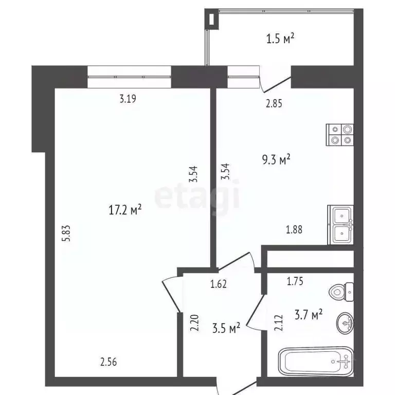 1-к кв. Ямало-Ненецкий АО, Новый Уренгой просп. Губкина, 28 (33.8 м) - Фото 2