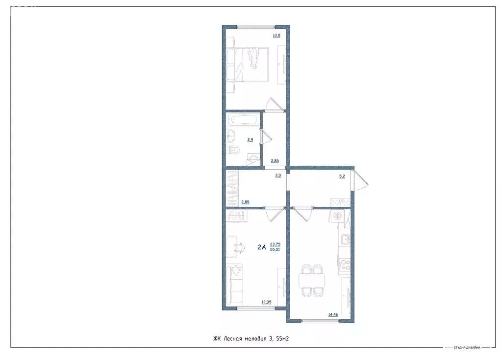 2-комнатная квартира: Тверь, улица Левитана, 93А (55 м) - Фото 2