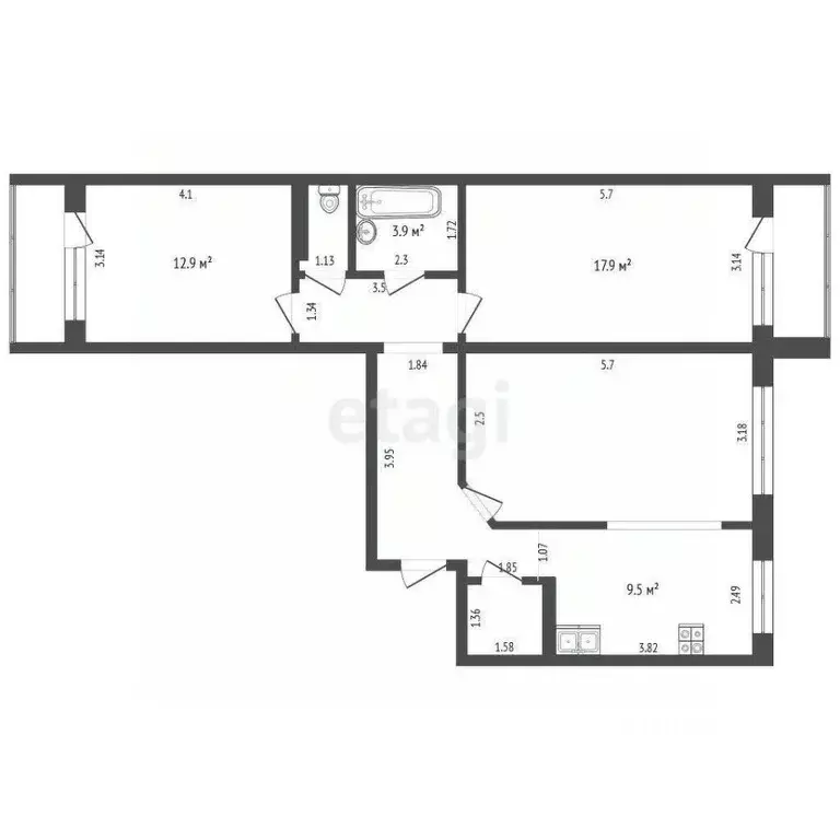 3-к кв. Кемеровская область, Кемерово Космическая ул., 24 (80.5 м) - Фото 1