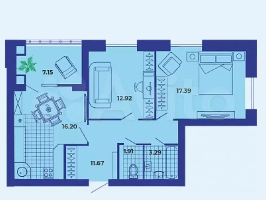 2-к. квартира, 70,5 м, 9/9 эт. - Фото 1