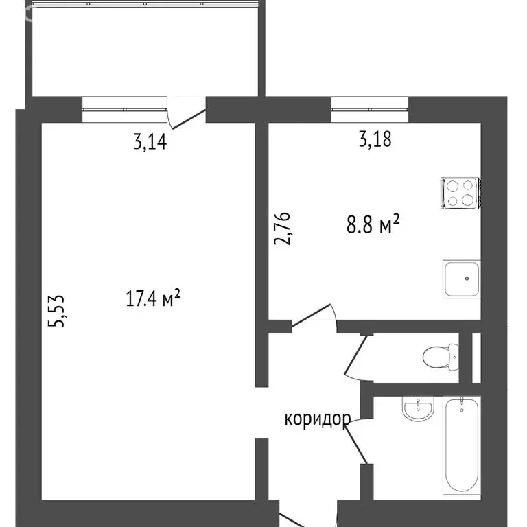 1-комнатная квартира: Белгород, улица Шаландина, 4к2 (45.7 м) - Фото 0