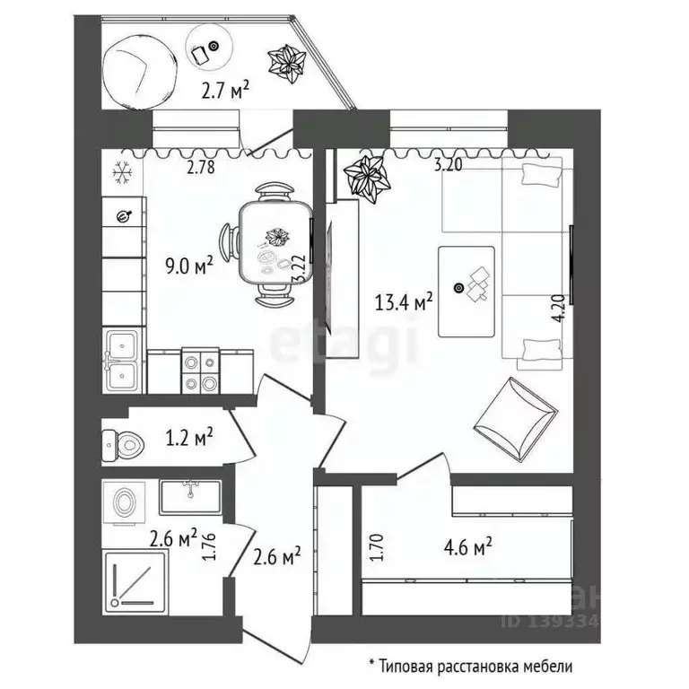 1-к кв. Тюменская область, Тюмень ул. Орджоникидзе, 7 (33.1 м) - Фото 1