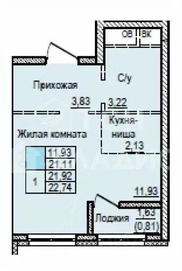 Студия Московская область, Балашиха ул. Яганова, 1 (21.0 м) - Фото 2