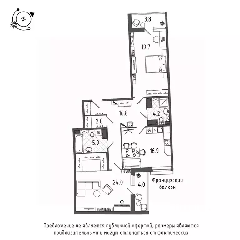 2-к кв. Санкт-Петербург Черниговская ул., 17 (94.9 м) - Фото 0