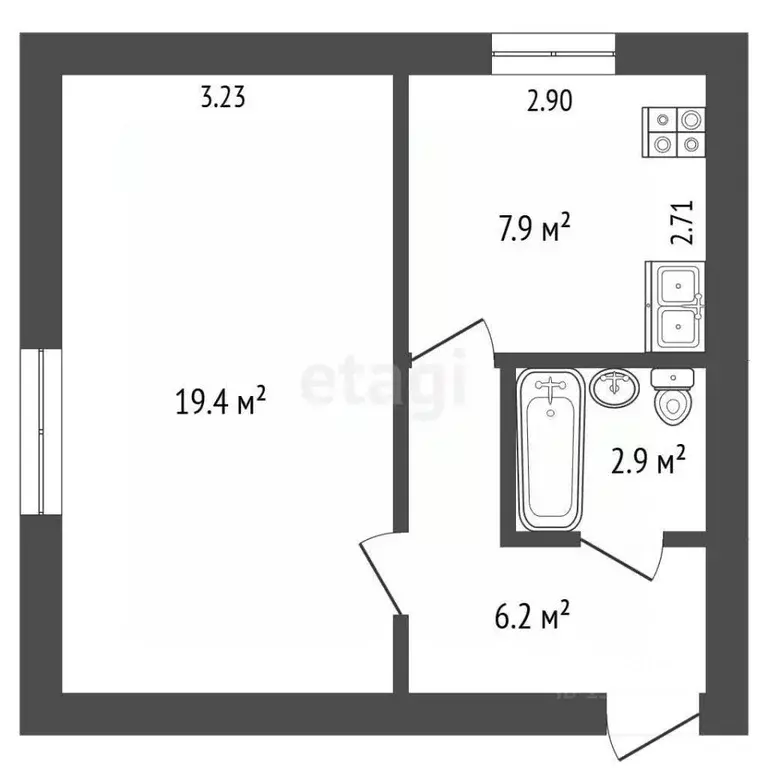 1-к кв. Псковская область, Печоры Псковская ул., 41 (36.4 м) - Фото 2