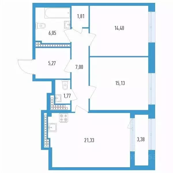 2-к кв. Санкт-Петербург ул. Типанова, 22 (74.45 м) - Фото 0