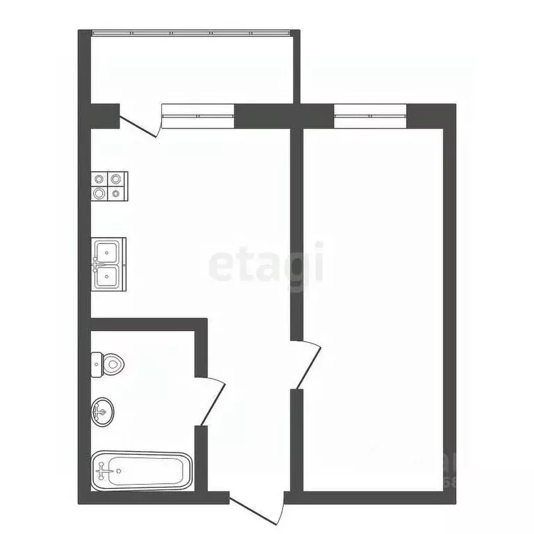 1-к кв. Хабаровский край, Хабаровск Моряков-Амурцев кв-л, 33 (25.0 м) - Фото 2