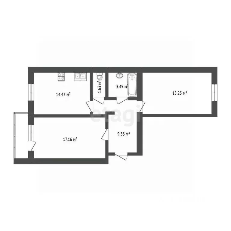 2-к кв. Тюменская область, Тюмень ул. Мельникайте, 138А/1 (61.6 м) - Фото 1