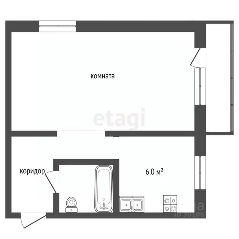 1-к кв. Московская область, Клин ул. Карла Маркса, 73 (30.5 м) - Фото 2