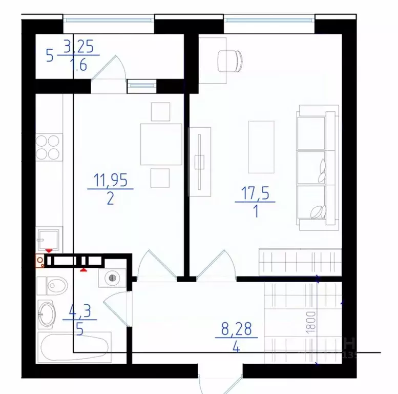 1-к кв. Северная Осетия, Владикавказ ул. 8 Марта, 8 (43.6 м) - Фото 2