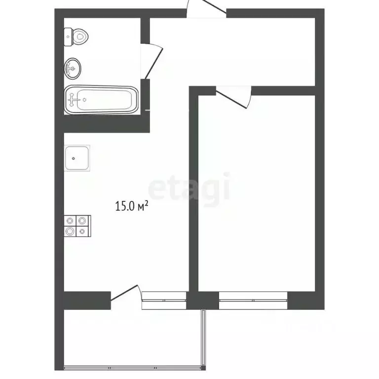 1-к кв. Ханты-Мансийский АО, Ханты-Мансийск Самаровская ул., 6к2 (38.0 ... - Фото 2