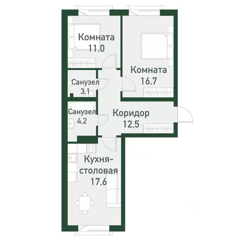 2-к кв. Челябинская область, Челябинский городской округ, пос. ... - Фото 0