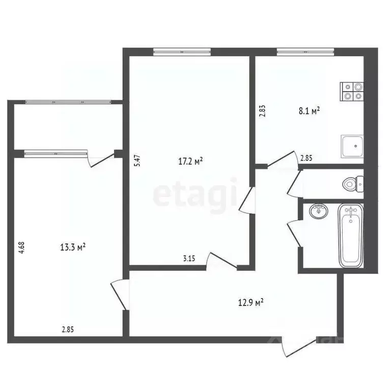 2-к кв. Ямало-Ненецкий АО, Новый Уренгой Восточный мкр, 5/1 (55.1 м) - Фото 1
