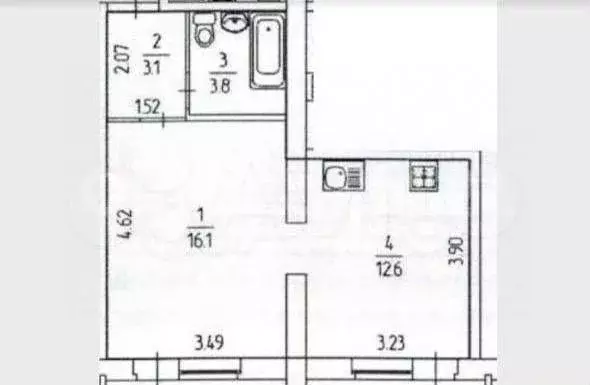 1-к. квартира, 42 м, 2/5 эт. - Фото 0