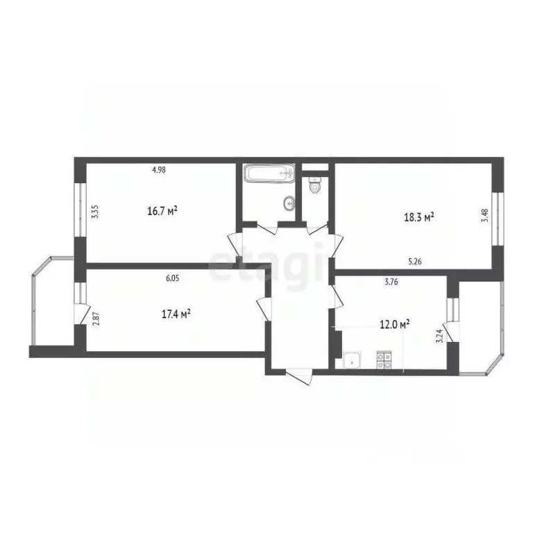3-к кв. Ханты-Мансийский АО, Сургут ул. Ивана Захарова, 27 (79.5 м) - Фото 0