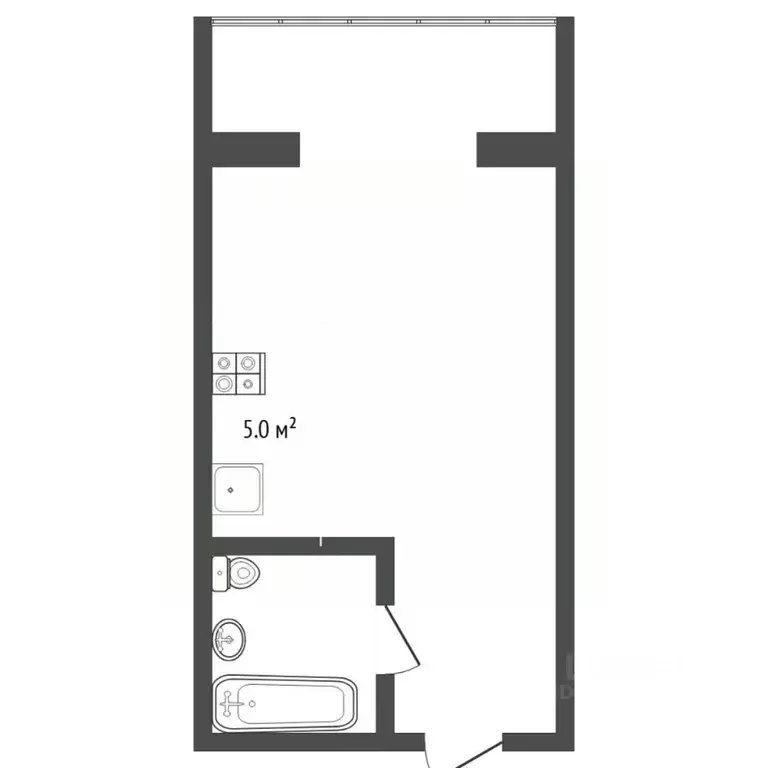 Студия Тюменская область, Тюмень ул. Тимофея Чаркова, 28 (21.0 м) - Фото 2