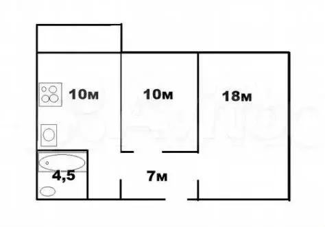 2-к. квартира, 50 м, 2/3 эт. - Фото 0