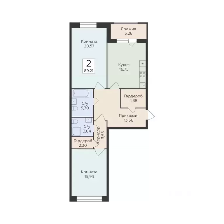 2-к кв. Воронежская область, Воронеж ул. Матросова, 60 (89.21 м) - Фото 1