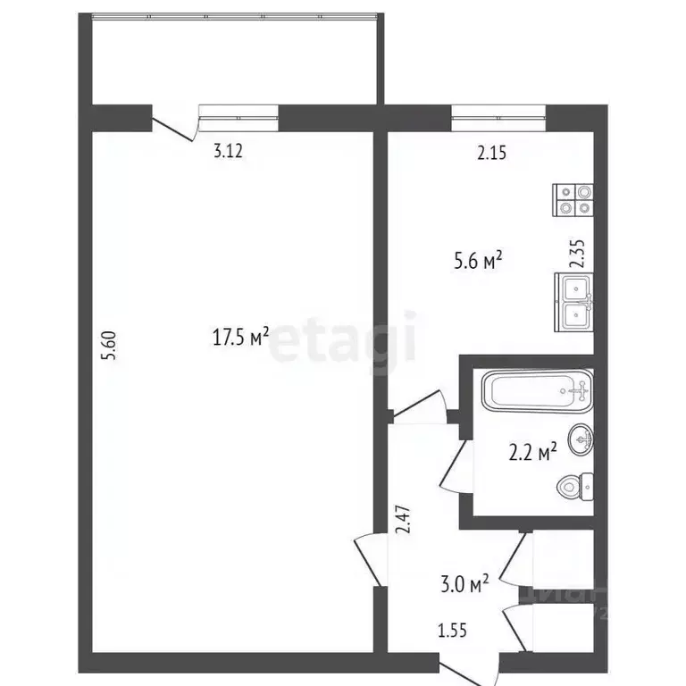 1-к кв. Архангельская область, Новодвинск Первомайская ул., 3 (29.0 м) - Фото 2
