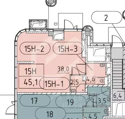 Помещение свободного назначения в Москва Марк жилой комплекс, к1 (45 ... - Фото 2