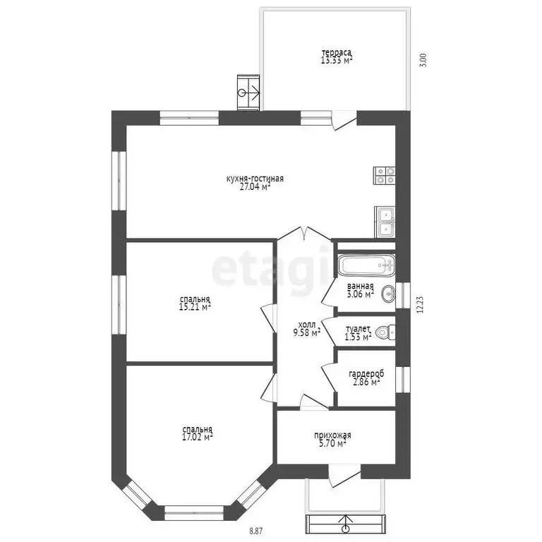 Дом в хутор Семигорский, Луговая улица (109.3 м) - Фото 1
