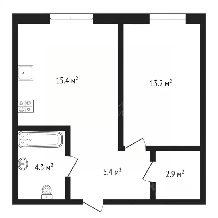 1-к кв. Тюменская область, Тюмень Новгородская ул., 20 (41.2 м) - Фото 1