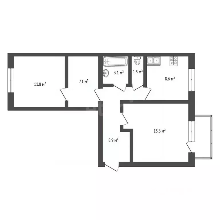 2-к кв. Москва Болотниковская ул., 1К3 (57.0 м) - Фото 2
