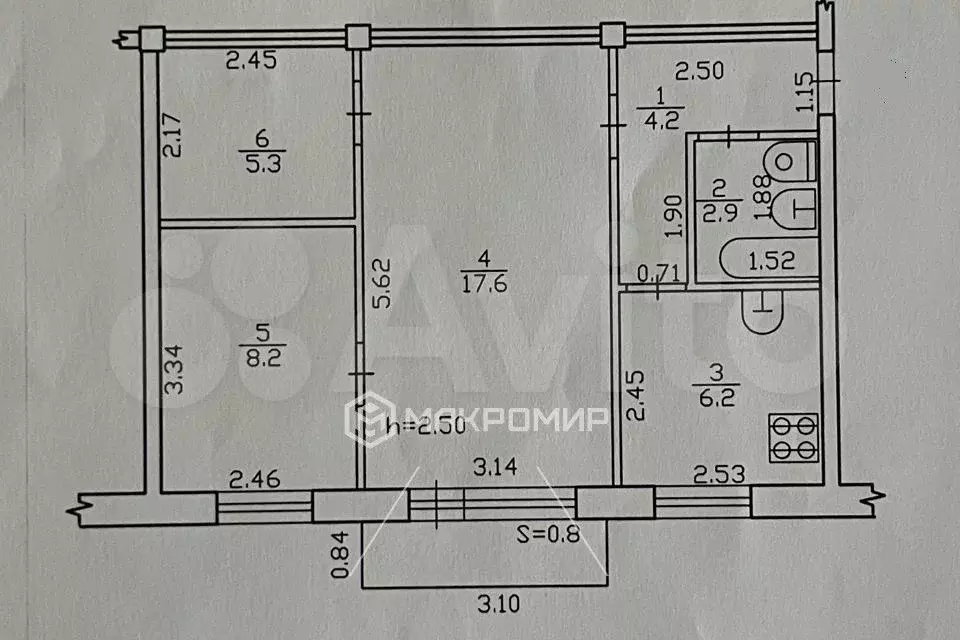 2-к. квартира, 45 м, 3/5 эт. - Фото 0