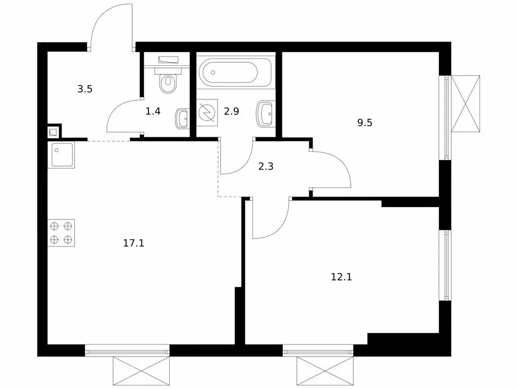 2-комнатная квартира: Котельники, микрорайон Парковый, 2к1 (48.8 м) - Фото 0