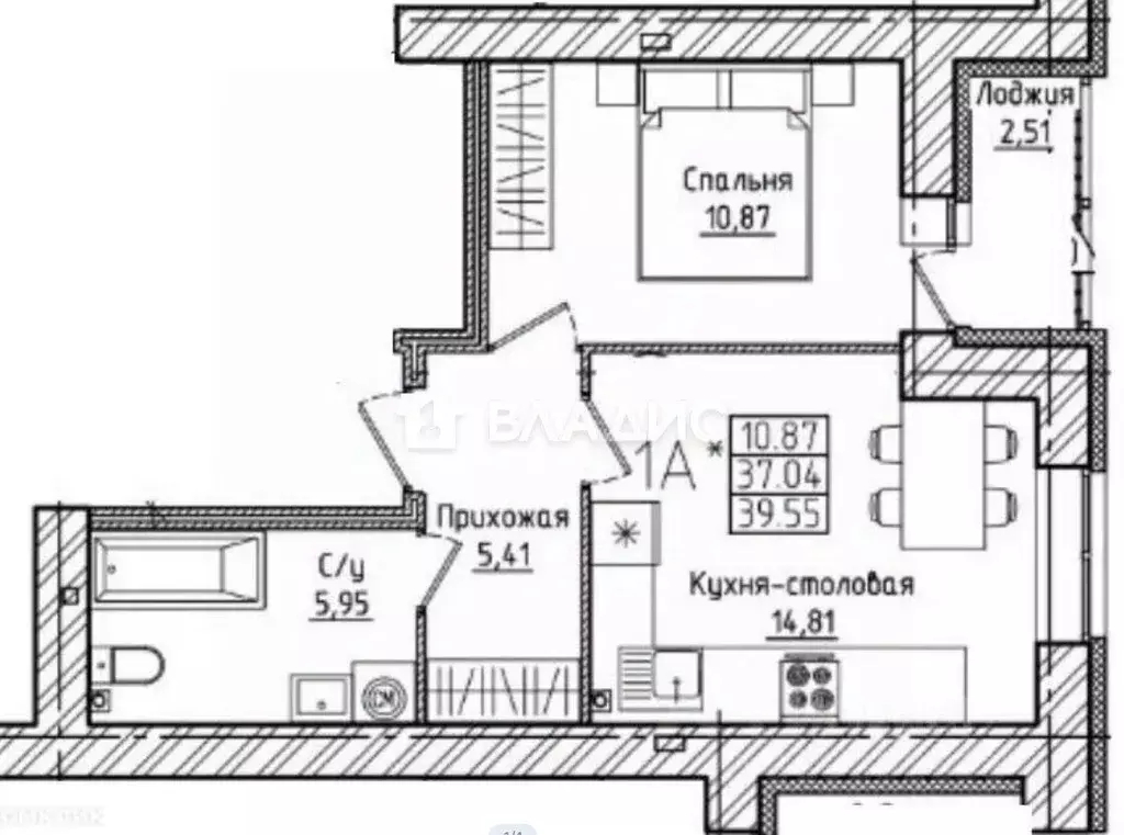1-к кв. Пензенская область, Пенза ул. Измайлова, 41В (40.0 м) - Фото 2