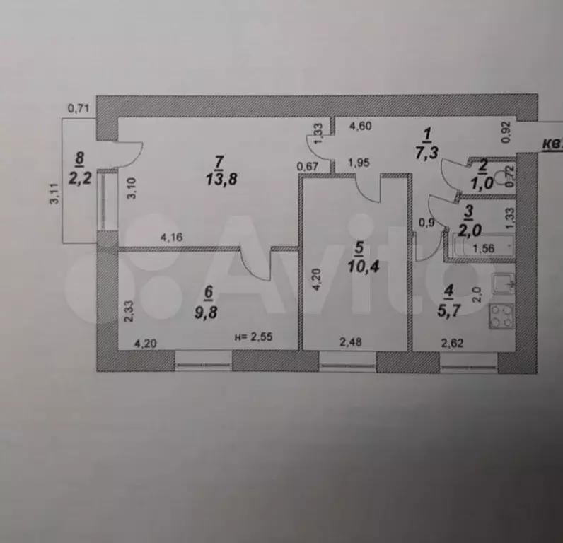 3-к. квартира, 50 м, 5/5 эт. - Фото 0