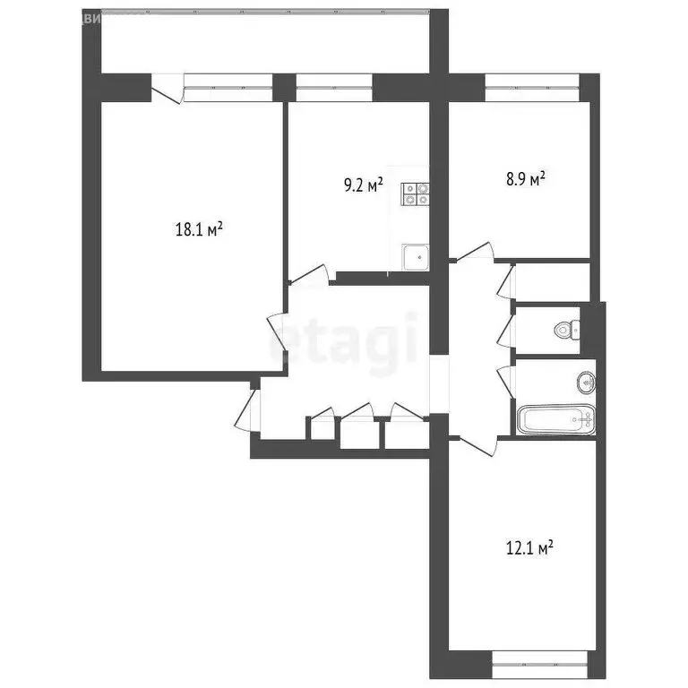3-комнатная квартира: Москва, улица Генерала Белова, 45к1 (65.4 м) - Фото 0