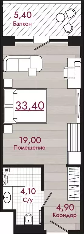 Квартира-студия: Краснодарский край, Туапсинский муниципальный округ, ... - Фото 1