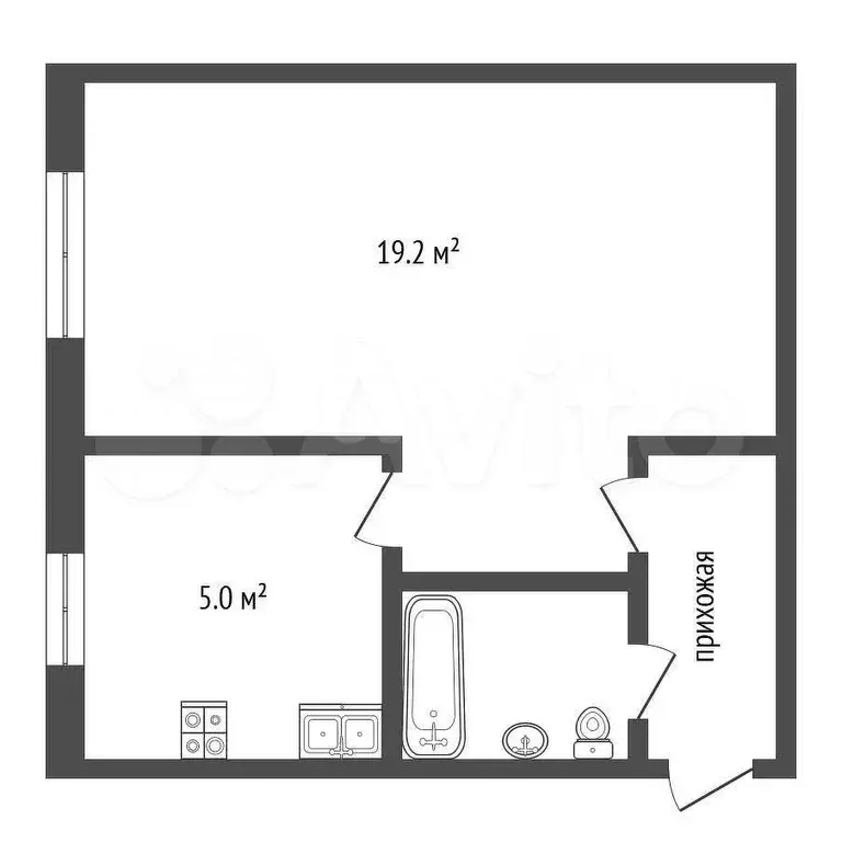 1-к. квартира, 32 м, 2/5 эт. - Фото 1