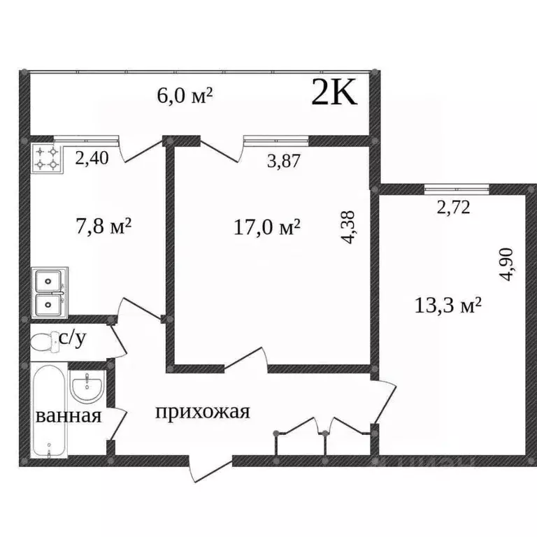 2-к кв. Вологодская область, Вологда 1-й ГПЗ-23 мкр, 2 (51.0 м) - Фото 1