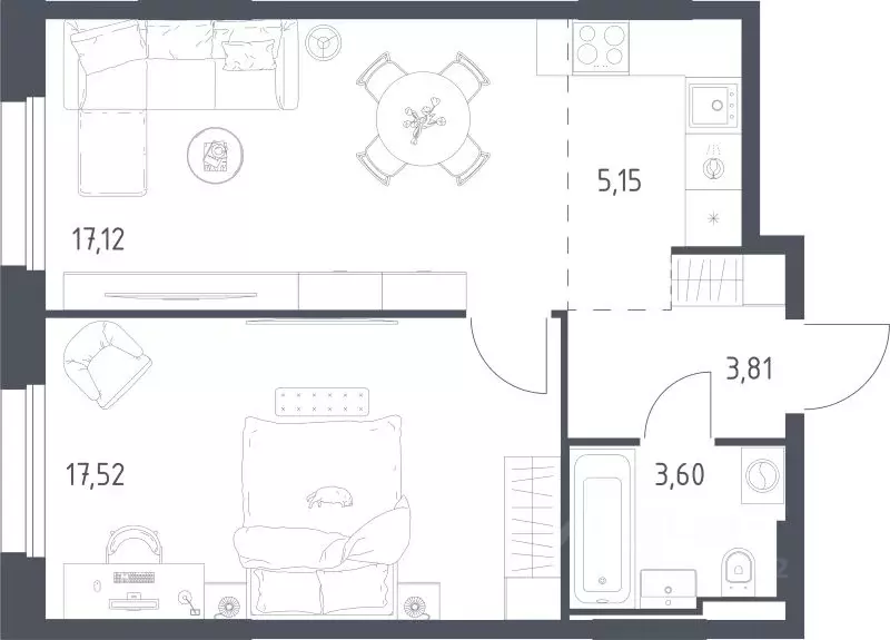 1-к кв. Московская область, Одинцовский городской округ, Заречье пгт ... - Фото 1