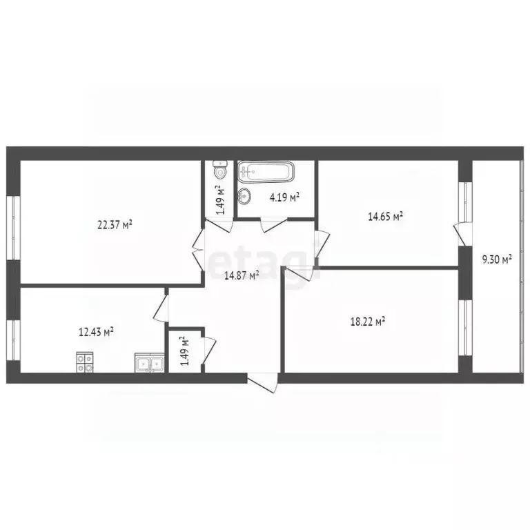 3-к кв. Забайкальский край, Чита Октябрьский мкр, 9 (89.3 м) - Фото 1