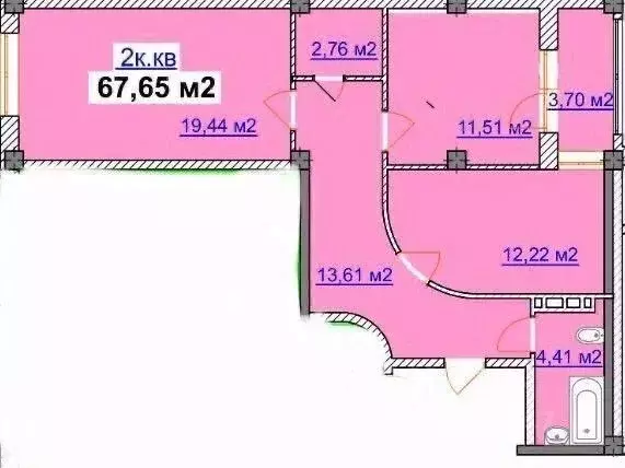 2-к кв. Дагестан, Каспийск просп. Акулиничева (68.0 м) - Фото 1
