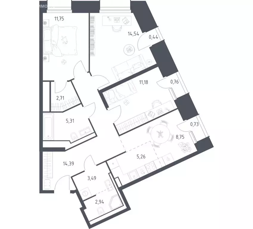 3-комнатная квартира: Красногорск, жилой комплекс Спутник, 19 (82.25 ... - Фото 1