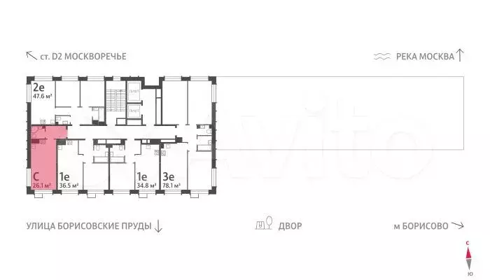 Квартира-студия, 26,1м, 9/30эт. - Фото 0