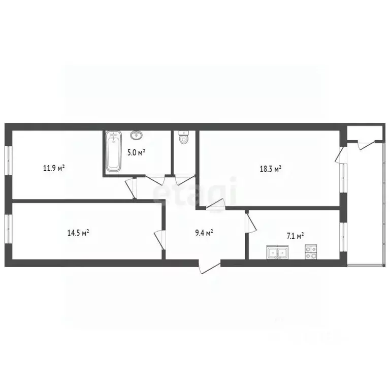 3-к кв. Крым, Алушта ул. Туристов (66.2 м) - Фото 1