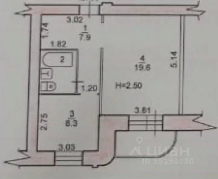 1-к кв. Хабаровский край, Хабаровск ул. Калинина, 14 (39.6 м) - Фото 2